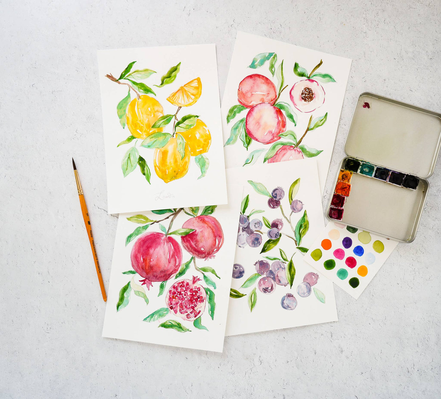 DIY Watercolor Kit with Brush – Fruit-Themed Painting Kit