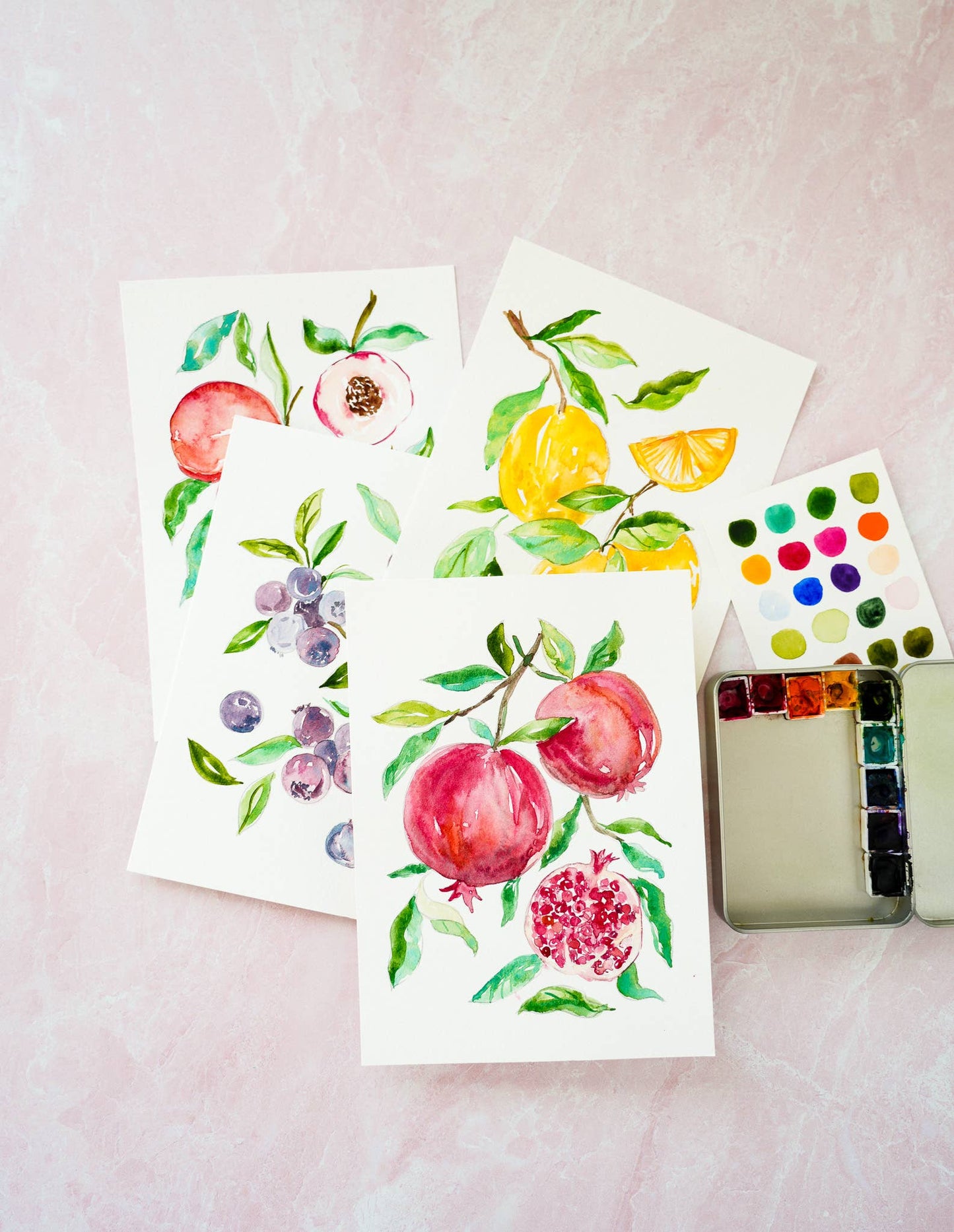 DIY Watercolor Kit with Brush – Fruit-Themed Painting Kit