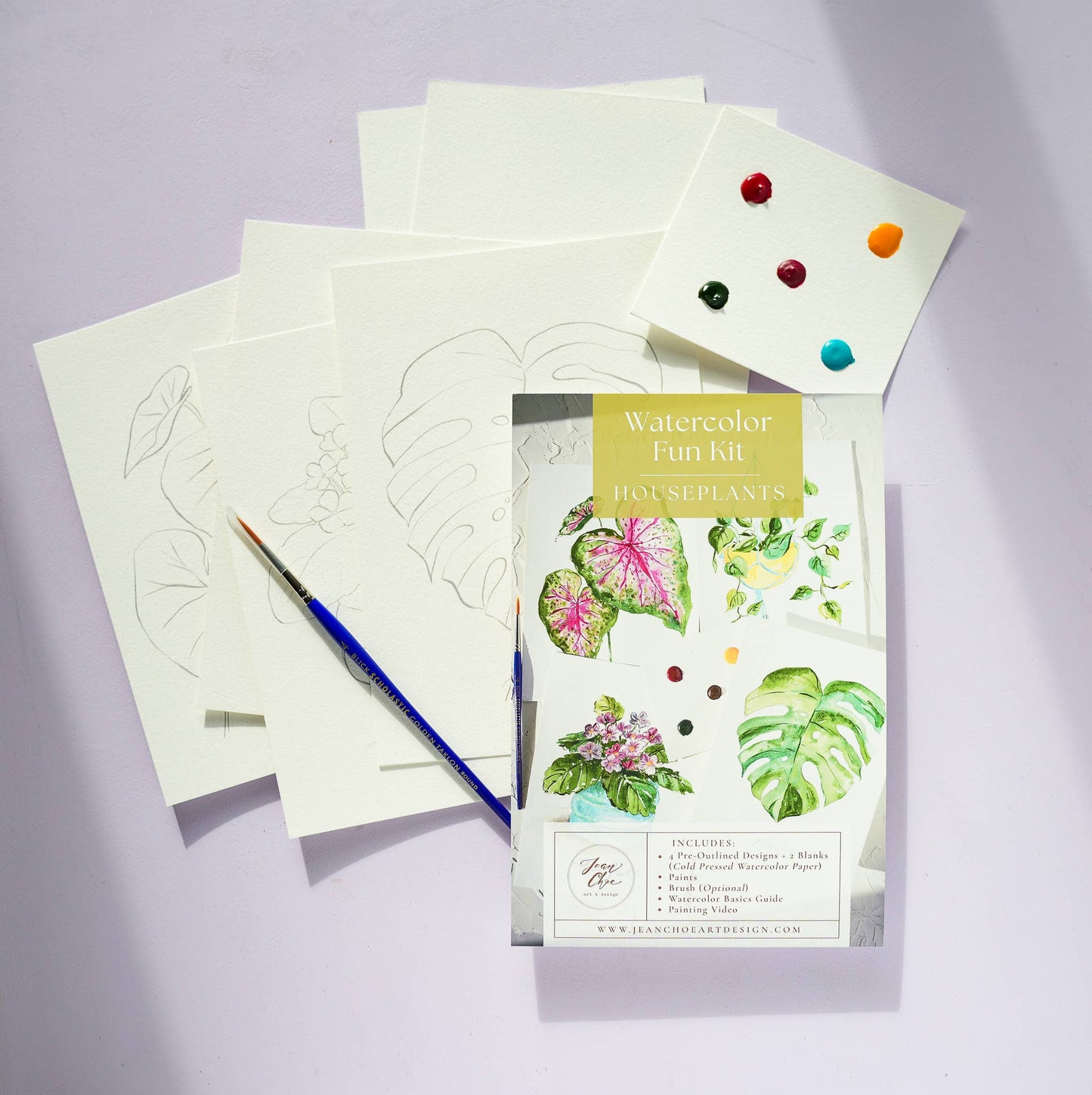 Houseplants Watercolor Painting Kit with Paint & Brush