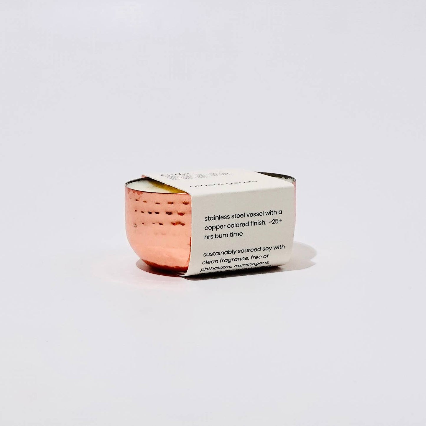 Soy Candle in reusable metal copper colored vessel