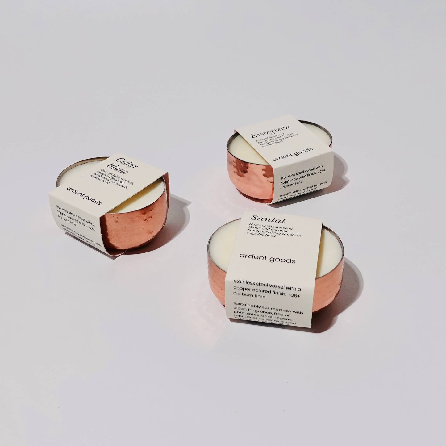 Soy Candle in reusable metal copper colored vessel