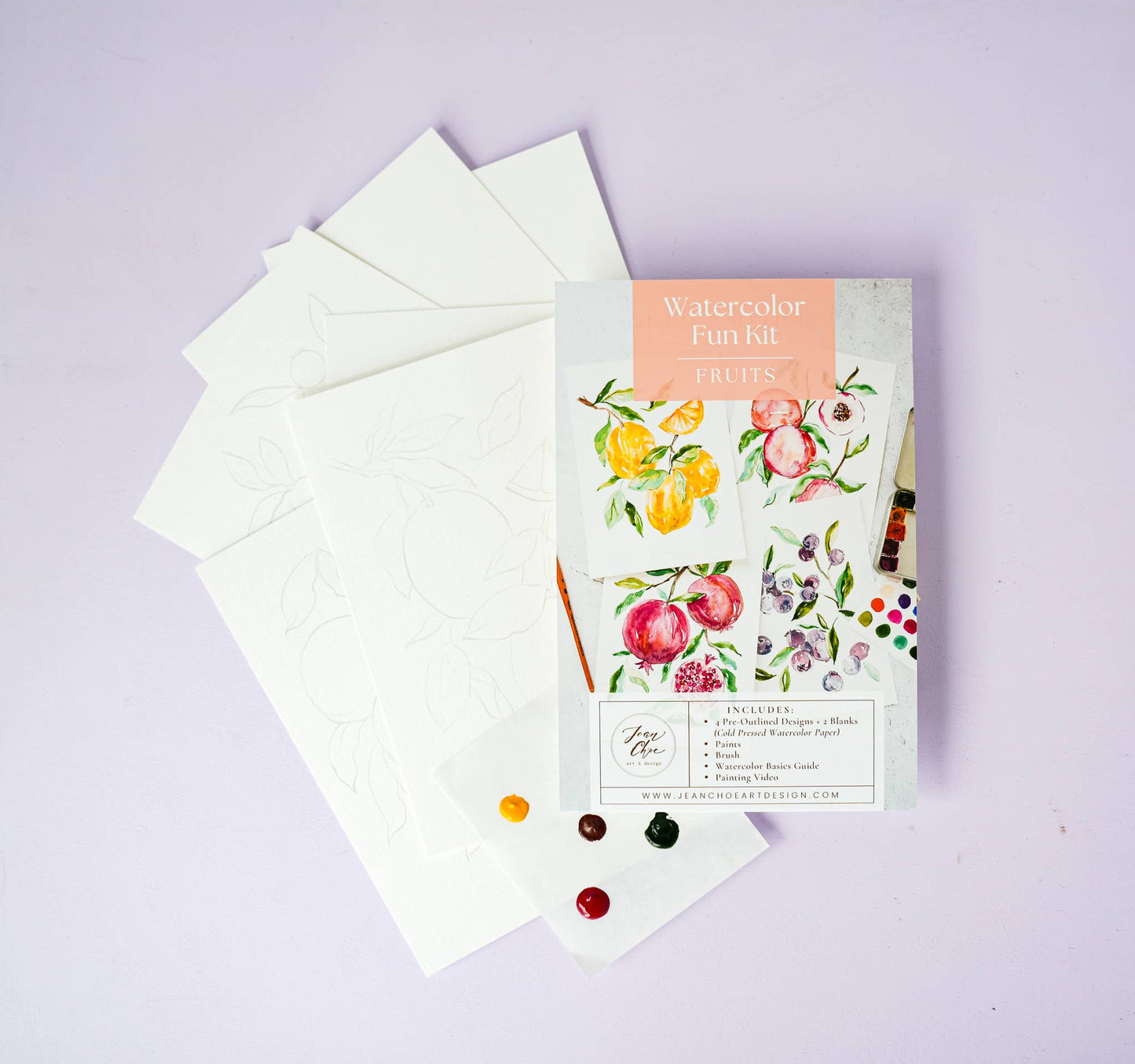 DIY Watercolor Kit with Brush – Fruit-Themed Painting Kit