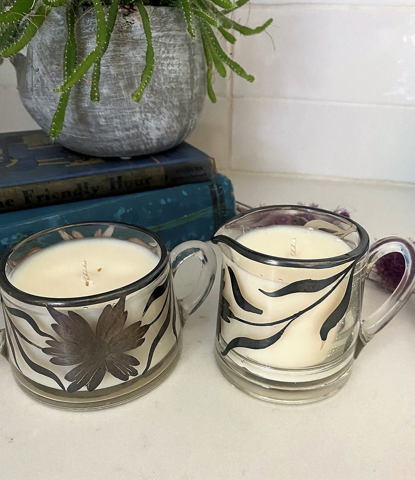 Silver Leaf Candle Set