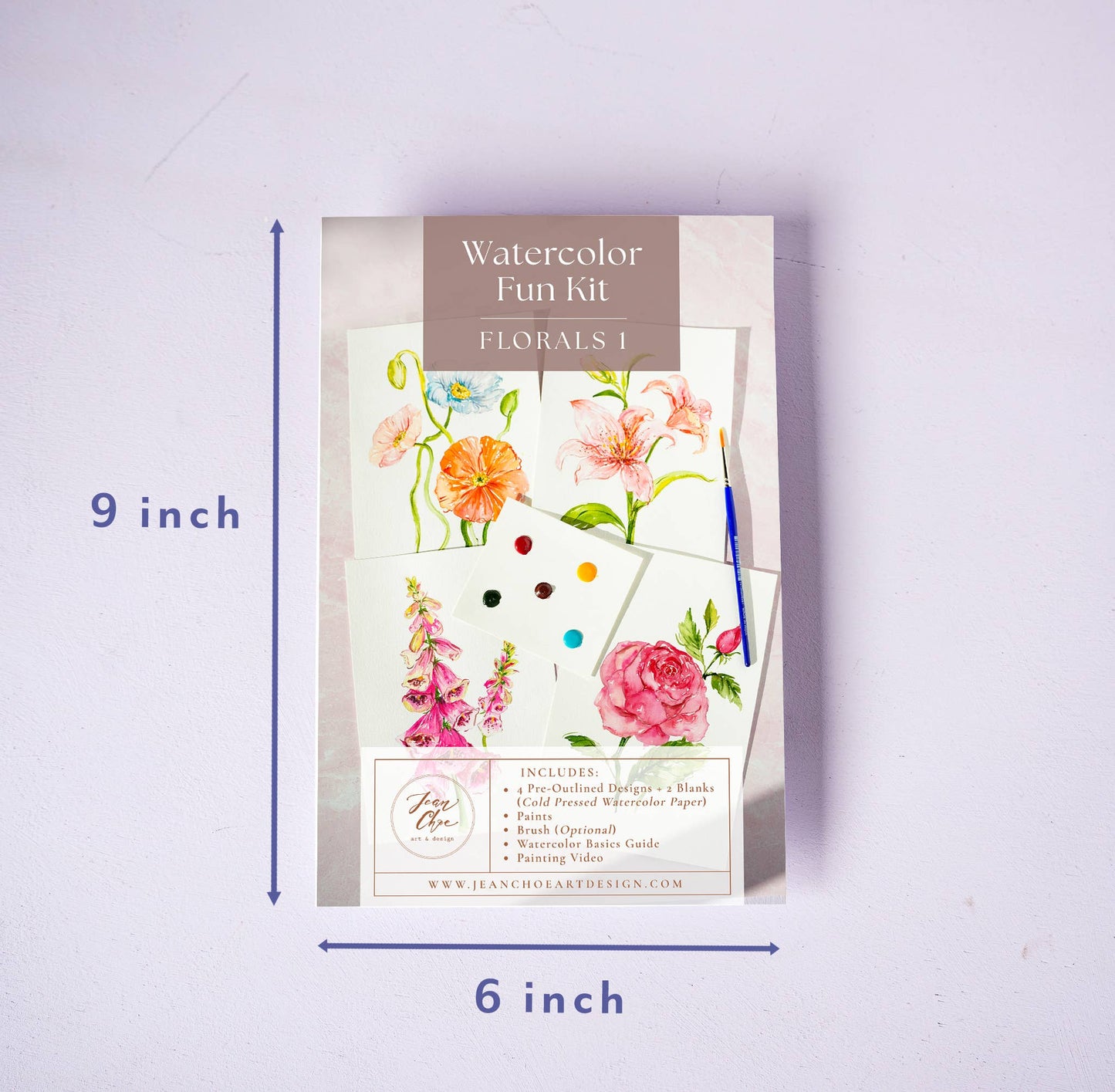 Florals Watercolor Painting Kit with Outlined Pages