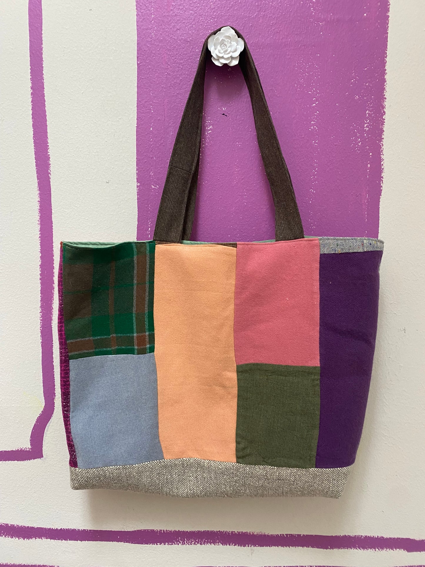 Color Block Quilt Tote Lg