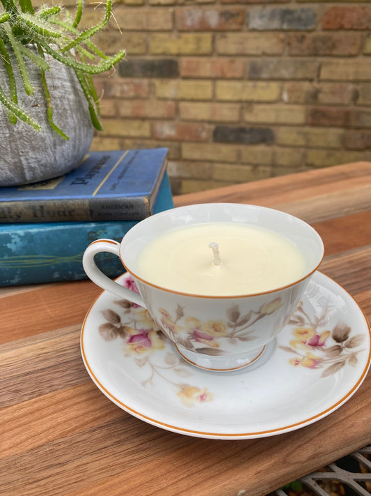 Rose Tea Cup Candle