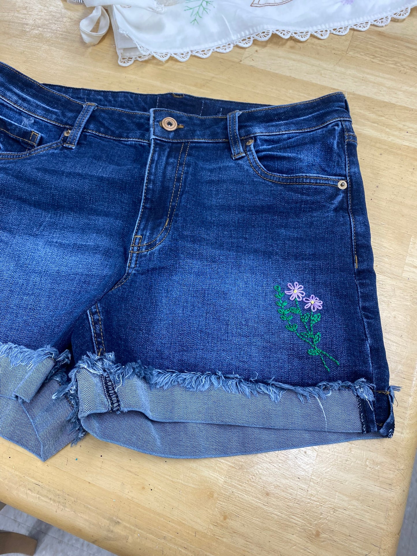 Flower Jean Shorts