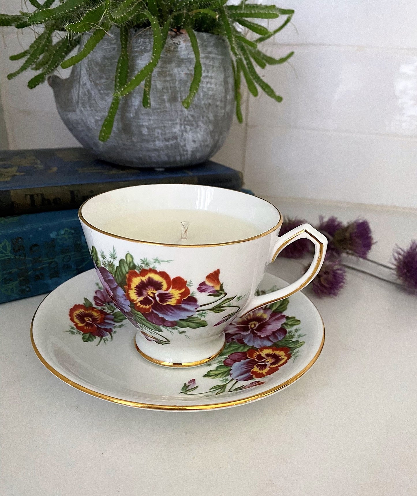 Pansy China Teacup Candle