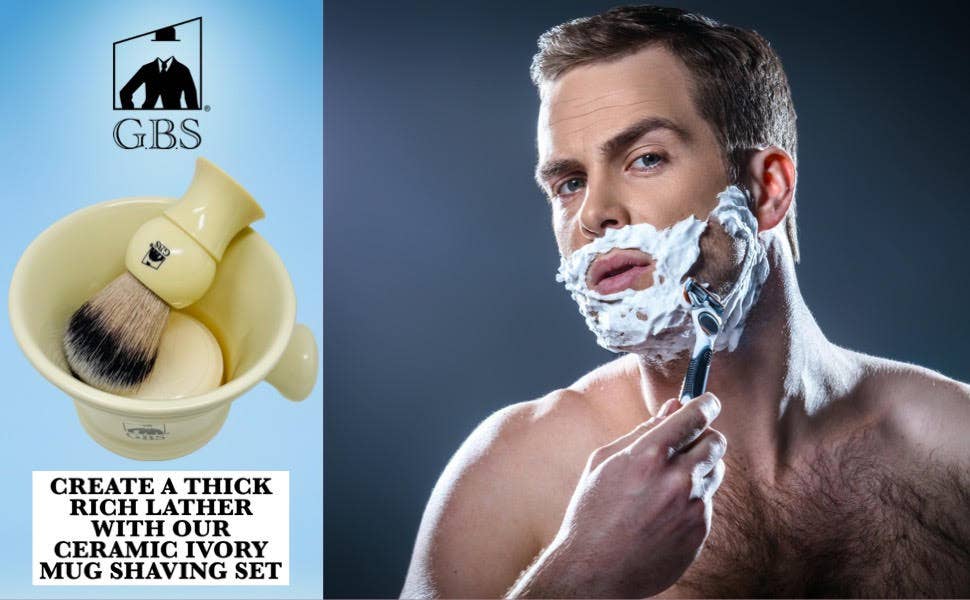 GBS 3 Piece  Mug, brush and Shaving soap Set