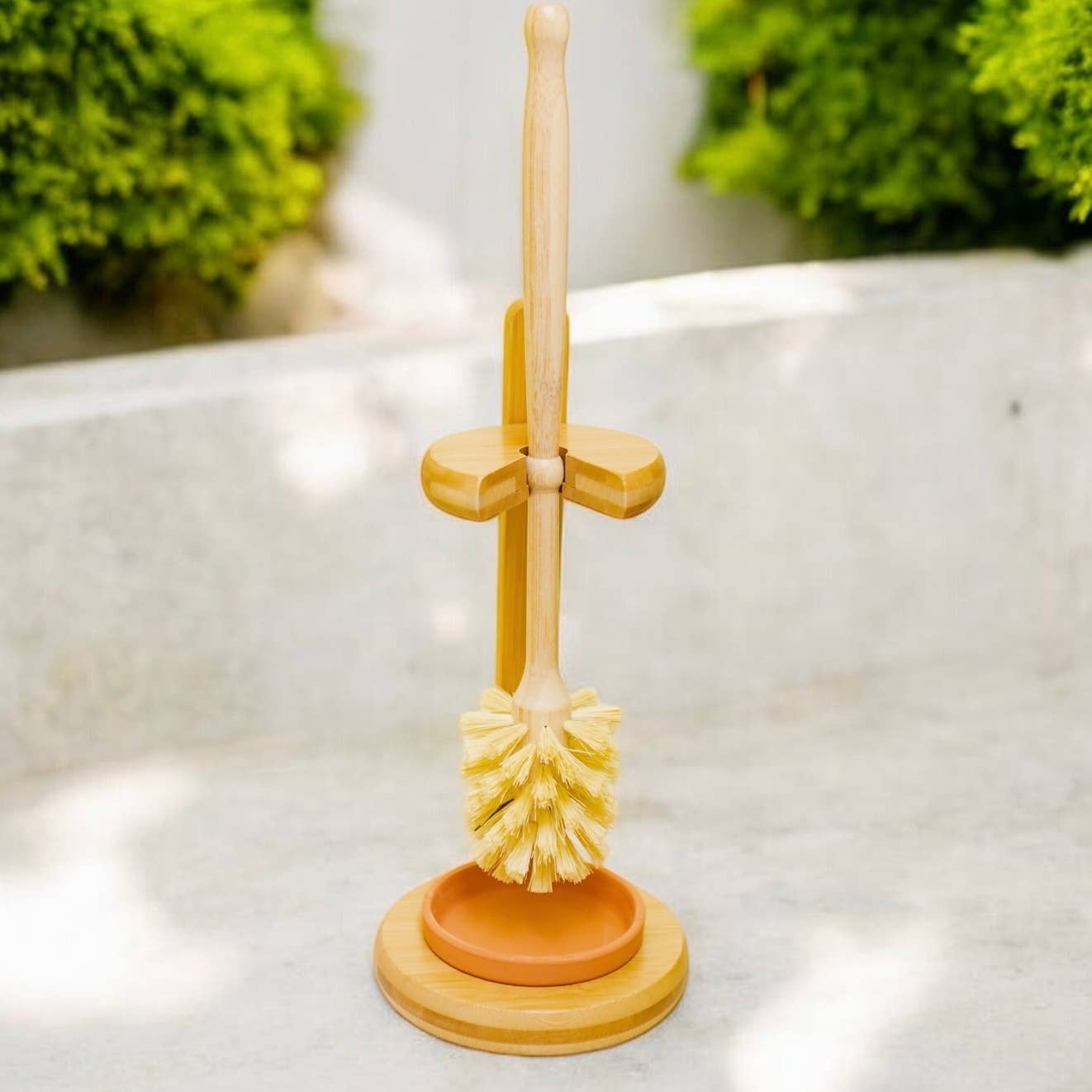 Bamboo Toilet Bowl Cleaner Brush & Stand | Faire Market