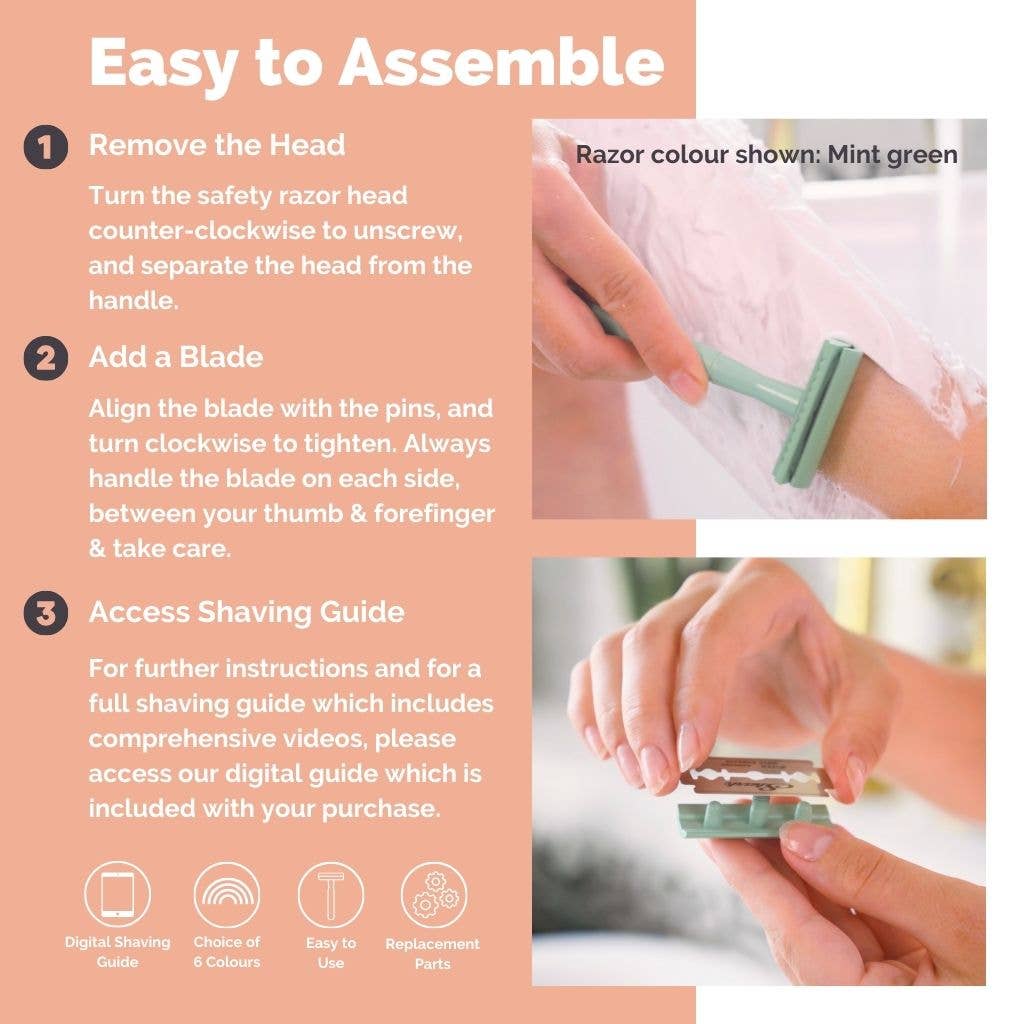 Safety Razor for Women & Men, Reusable Metal Razors (Unisex)