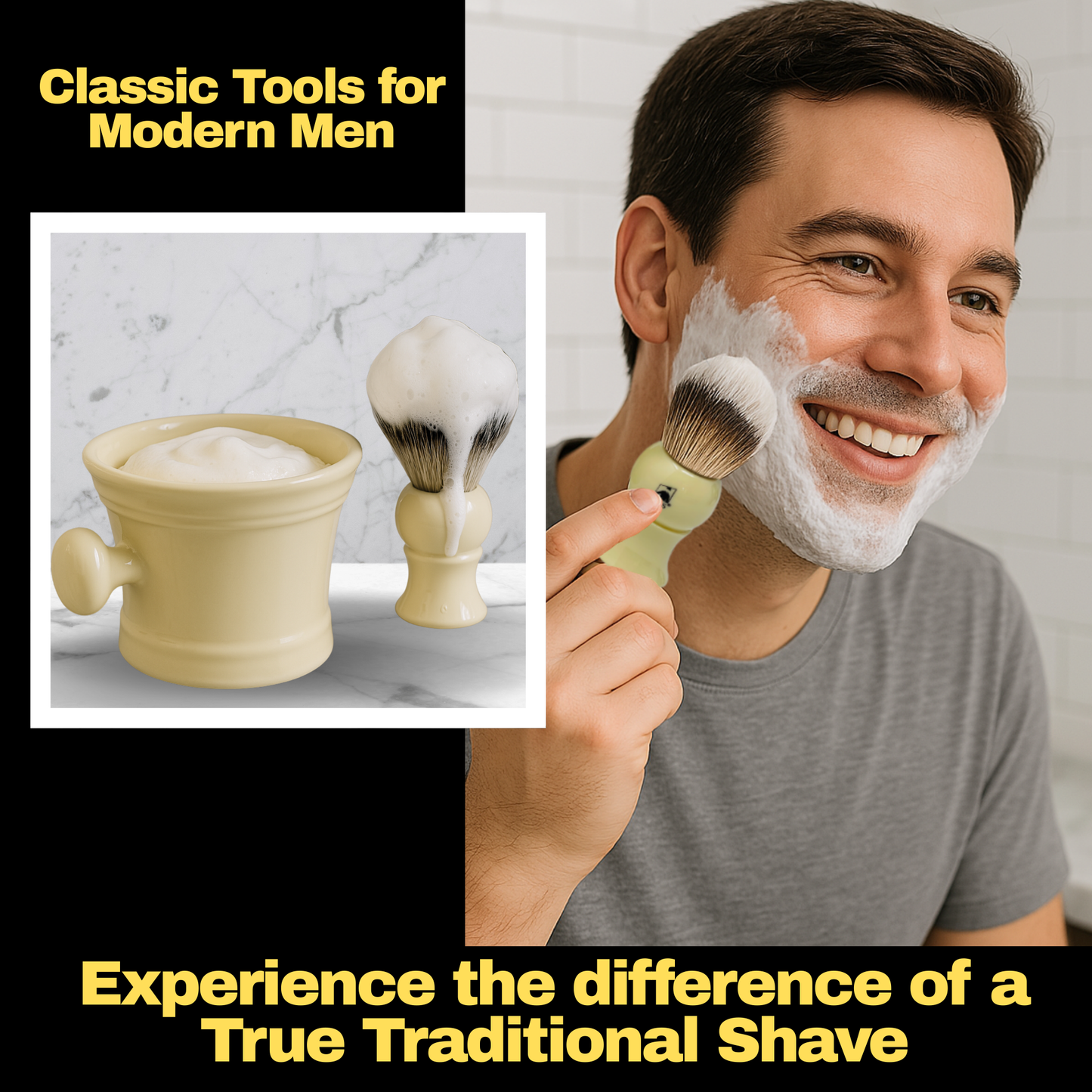 GBS 3 Piece  Mug, brush and Shaving soap Set